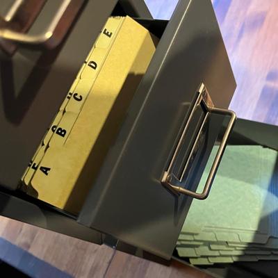 3 metal index card file drawers
