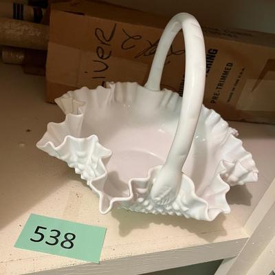 Fenton Hobnail Large Milk Glass basket