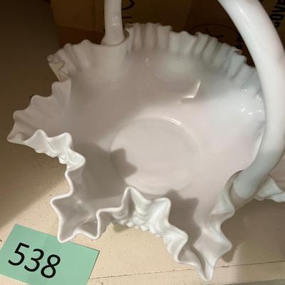 Fenton Hobnail Large Milk Glass basket