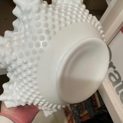 Fenton Hobnail Large Milk Glass basket