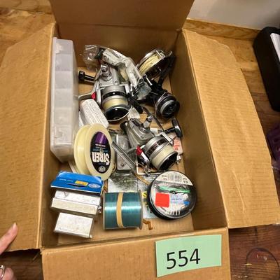 Box of fishing items