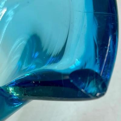 Blue art glass bowl or large ashtray Marano style glass