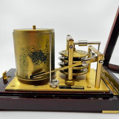 N260 Brass Naudet Recording Barometer in Glass Case