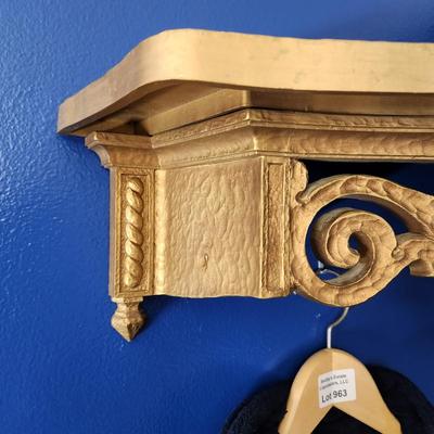 Mid Century Wall Shelf Syroco 3027 Gold Shelf 22x8x6.5