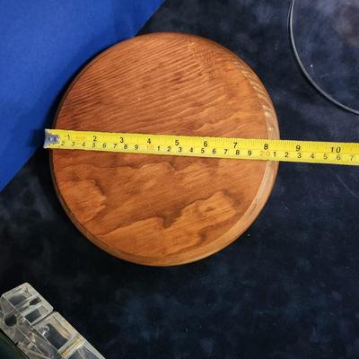 Vintage Glass Dome Display on Wood Base 12" x 8" Doll Clock