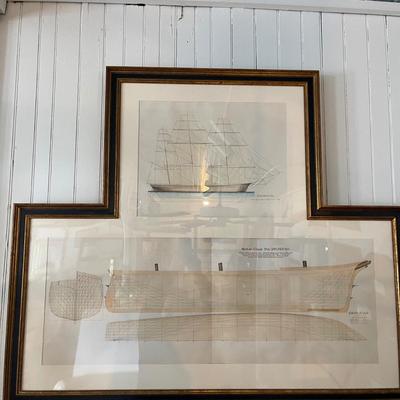 N220 Framed Engraving of 1851 â€œSwordfishâ€ Medium Clipper Ship