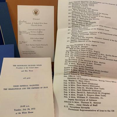 1973 Nixon Shah Of Iran Dinner Ephemera Lot