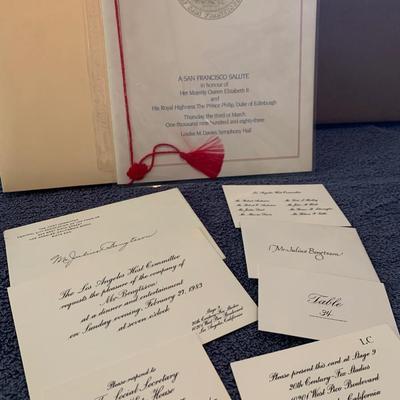 Los Angeles Queen Visit Invites / Ephemera Lot