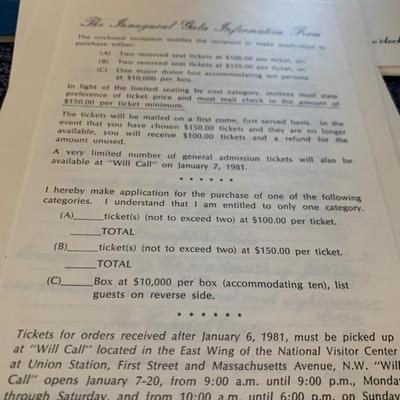 Reagan Inauguration Invites VIP Passes