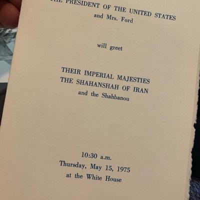 Shah of Iran Nixon Visit Photos / Invites Lot
