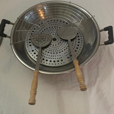 Lidded Wok, Zojirushi Gourmet Steamer, & Serving Dishes (K-HS)