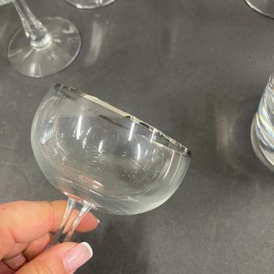 Lot of Clear Glass Barware & Smokey Glass Martini Glasses