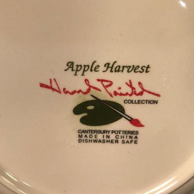 LOT 11L: Apple Themed Kitchen Collection - Placemats, Lazy Susan, Plates, Bowls, Measuring Cups & More