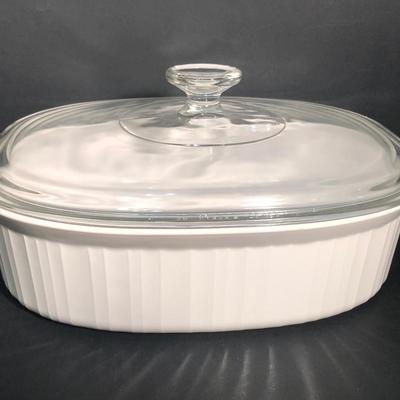 LOT 14L: Corning Ware French White Casserole Dishes - Most w/ Glass Pyrex Lids