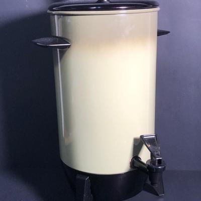 LOT 34L: Aluminum 22-Cup Electric Percolator, Biscotti Jar & Jewel Stone by Sakura H 045/15 Espresso Mugs w/ Saucers