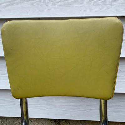 LOT 44 P: Vintage Yellow & Chrome Step Stool Chair