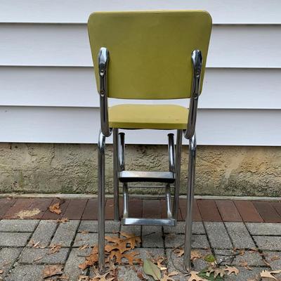 LOT 44 P: Vintage Yellow & Chrome Step Stool Chair