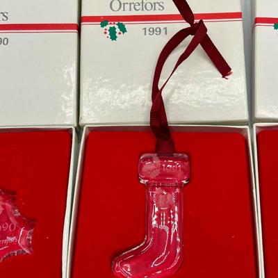 1990 1991 1992 Orrefors Annual Limited Edition Crystal Christmas Holiday Tree Ornaments