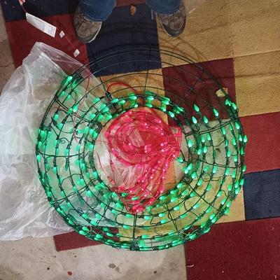 green and red light up wreath