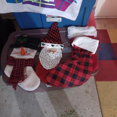 christmas stocking, bag + decor lot