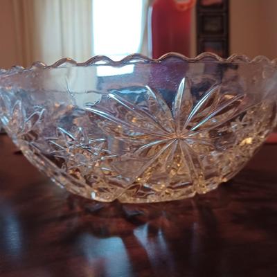 etched flower bowl & crystal bowl