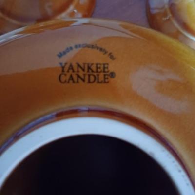 2 Yankee Candle Amber Pumpkin Porcelain Tealight\ Votive Holder & Shade