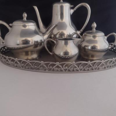 Metawa Holland Pewter Tea and Coffee Set with Tray