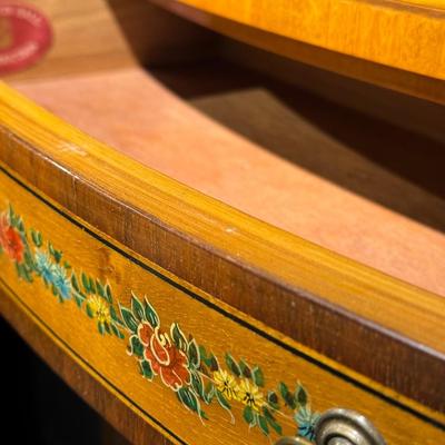 Vintage Adamâ€™s Style Wellington Hall Reproductions ~ Satinwood Floral Side Table