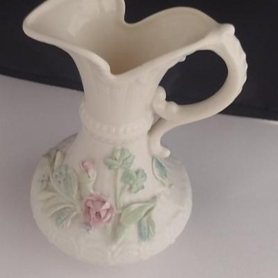 Balleek Irish Porcelain Pitcher Vase- Aberdeen Pattern- Approx 6 1/2