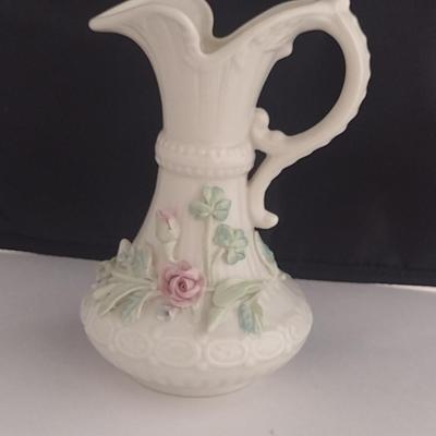 Balleek Irish Porcelain Pitcher Vase- Aberdeen Pattern- Approx 6 1/2