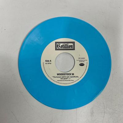 Woodstock Spoken Word BLUE 45 RPM Vinyl Record