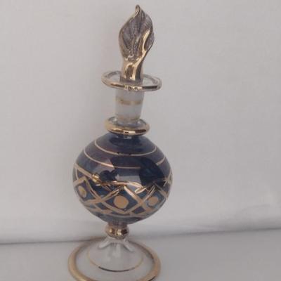 Glass Egyptian Perfume Bottle with Stick Dauber- Approx 4 3/4