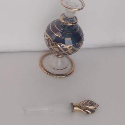 Glass Egyptian Perfume Bottle with Stick Dauber- Approx 4 3/4