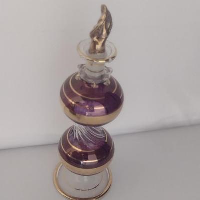 Glass Egyptian Perfume Bottle with Stick Dauber- Approx 6 1/4