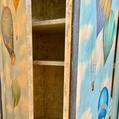 Fun /Playful French Ballooning Scene | Polychrome Decorated Armoire