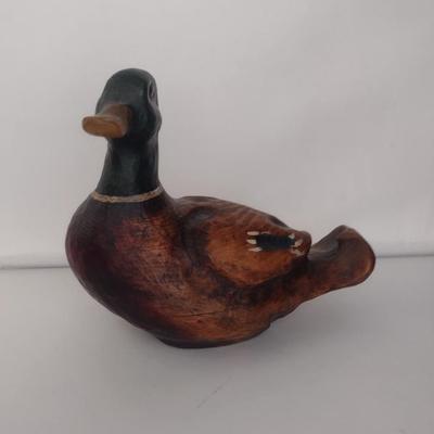 Vintage Alt Weisskopf Schnitzerei Hand Carved Wooden Mallard Duck- Approx 7 1/4