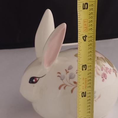 Hand Painted Hammersley Porcelain Rabbit Cotton Ball Dispenser- Approx 5