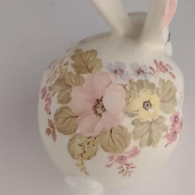 Hand Painted Hammersley Porcelain Rabbit Cotton Ball Dispenser- Approx 5