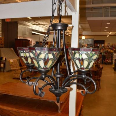 5 Shade Tiffany-Style Stained Glass Hanging Lamp