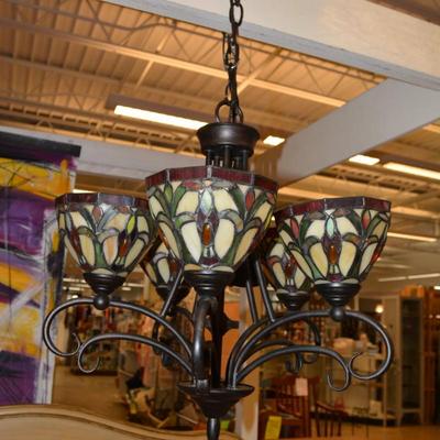 5 Shade Tiffany-Style Stained Glass Hanging Lamp