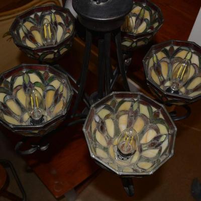 5 Shade Tiffany-Style Stained Glass Hanging Lamp
