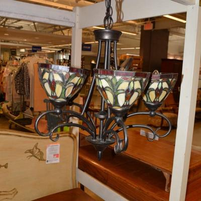 5 Shade Tiffany-Style Stained Glass Hanging Lamp
