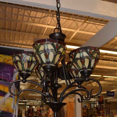 5 Shade Tiffany-Style Stained Glass Hanging Lamp