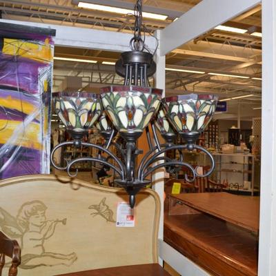 5 Shade Tiffany-Style Stained Glass Hanging Lamp
