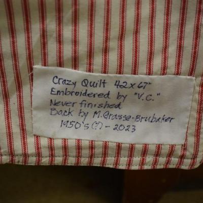 Small Vintage Crazy Quilt 66â€x41â€