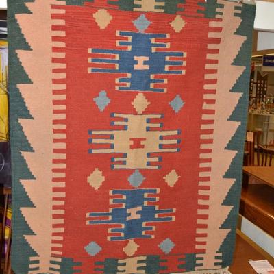 Vintage Wool Geometric Turkish Kilim Rug 37.5â€x45â€