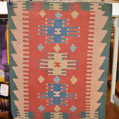 Vintage Wool Geometric Turkish Kilim Rug 37.5â€x45â€