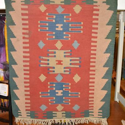 Vintage Wool Geometric Turkish Kilim Rug 37.5â€x45â€