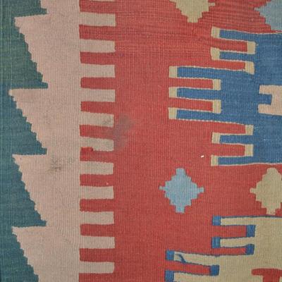 Vintage Wool Geometric Turkish Kilim Rug 37.5â€x45â€