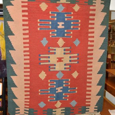 Vintage Wool Geometric Turkish Kilim Rug 37.5â€x45â€